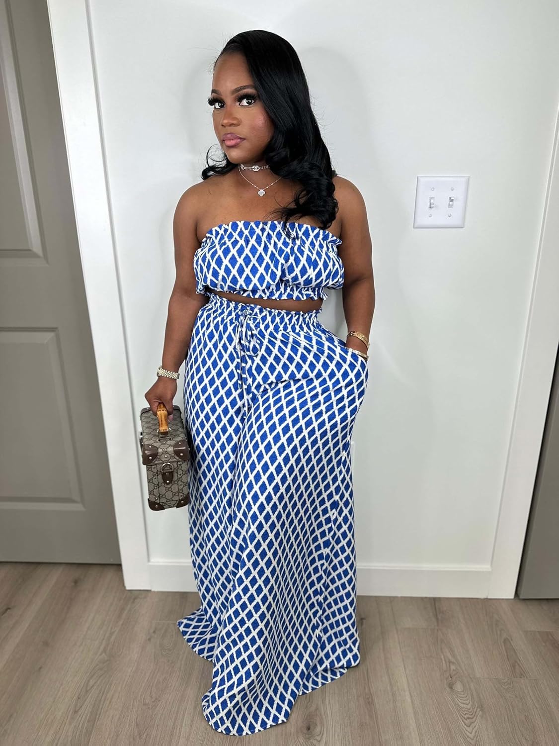 Two Piece Sets for Women Summer Outfits Crop Tops and Wide Leg Pants Sets Sexy Jumpsuits Vacation Outfits with Pockets