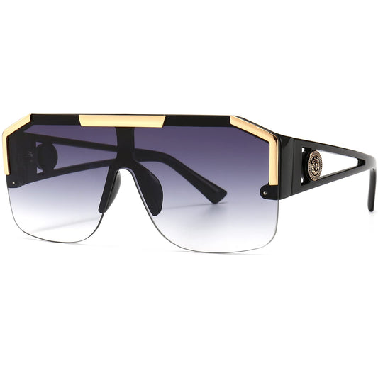 AIEYEZO Square Oversized Sunglasses Flat Top Shield Sun Glasses for Men Women One Lens Square Shades