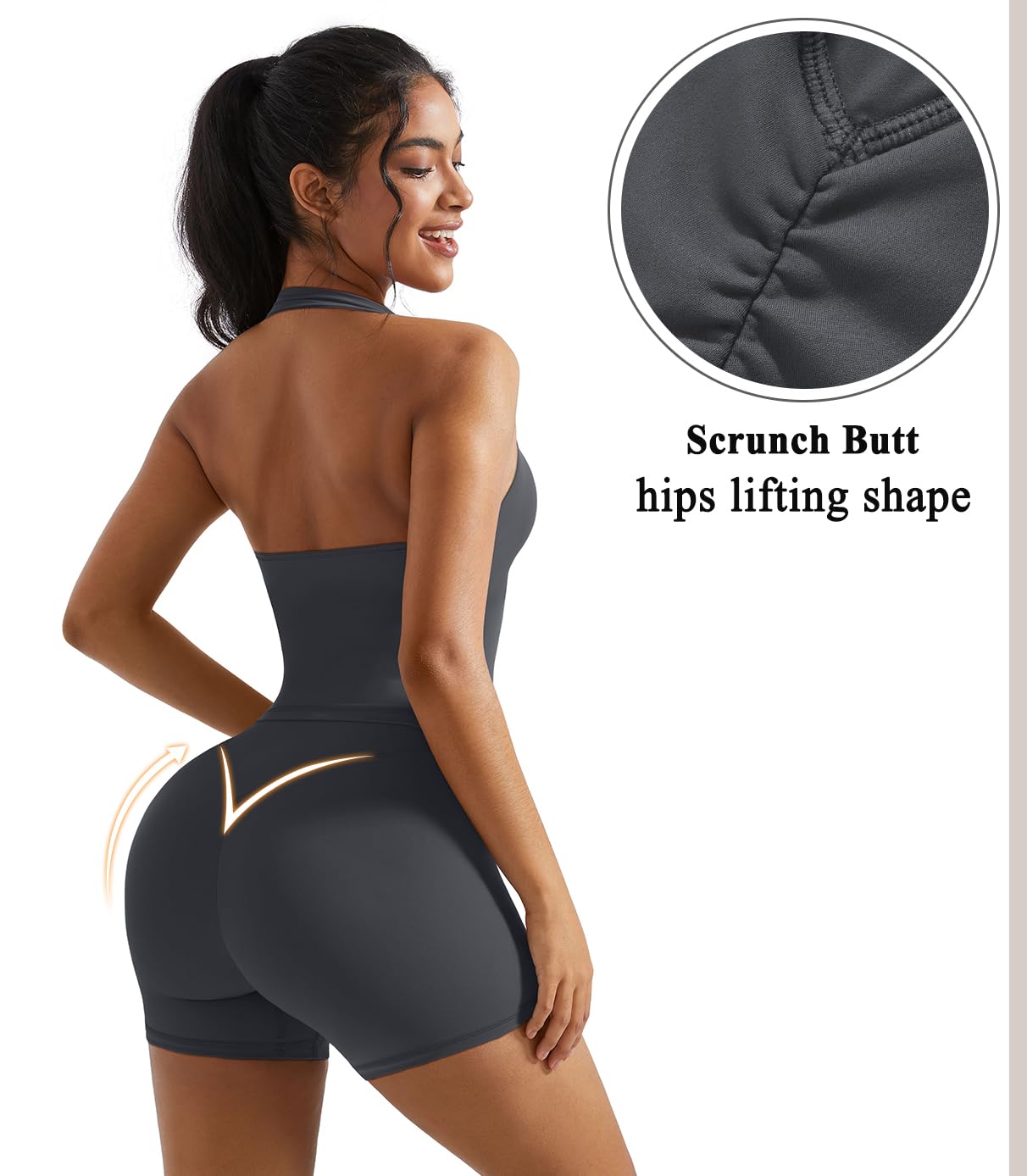 OMKAGI 2 Piece Workout Sets for Women Halter Sports Bra Tank Gym Biker Shorts Outfits