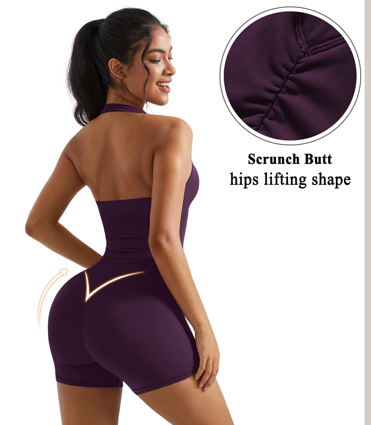 OMKAGI 2 Piece Workout Sets for Women Halter Sports Bra Tank Gym Biker Shorts Outfits