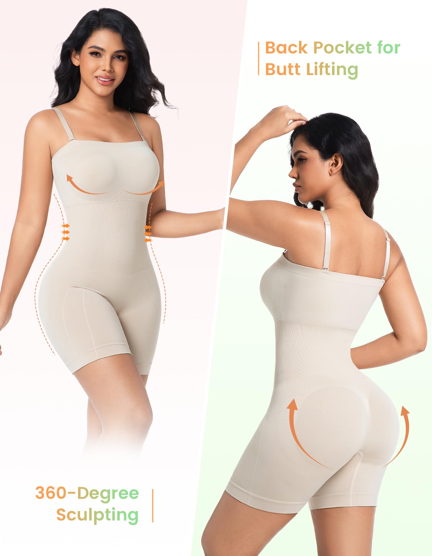 SIMIYA Shapewear Bodysuits Built in Bra, Tummy Control Strapless/strap Top for Women, Full Body Shaper Seamless Waist Trainer