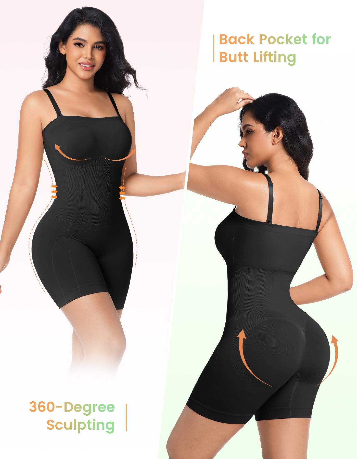 SIMIYA Shapewear Bodysuits Built in Bra, Tummy Control Strapless/strap Top for Women, Full Body Shaper Seamless Waist Trainer