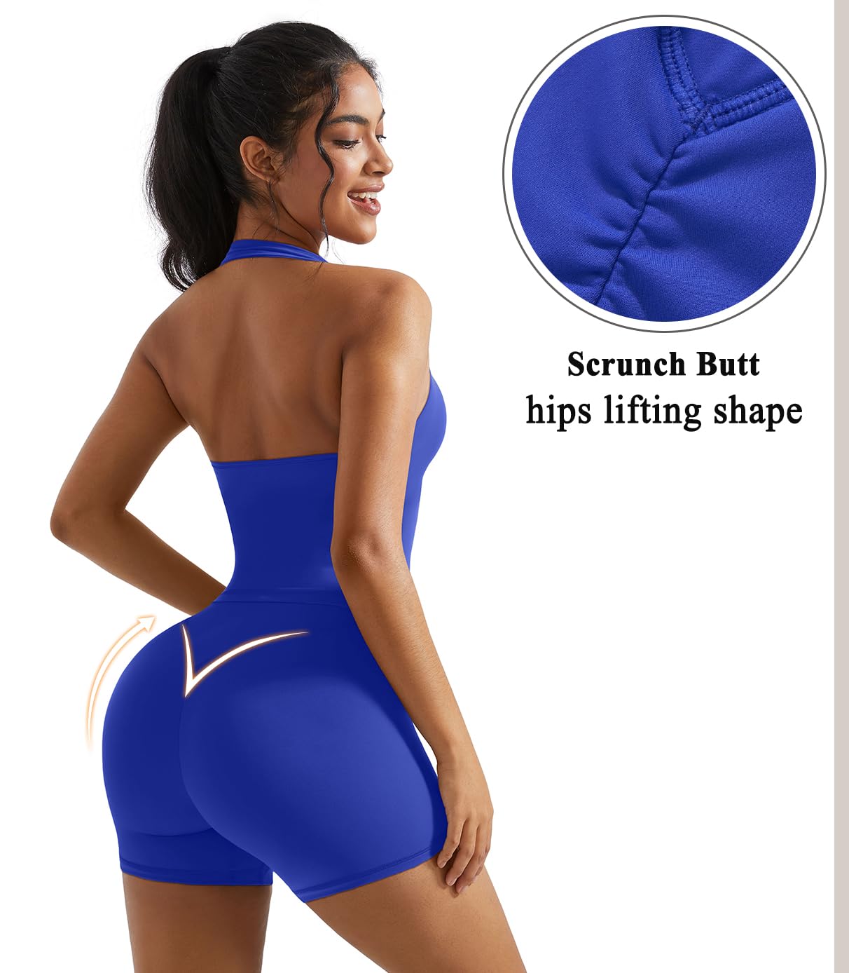 OMKAGI 2 Piece Workout Sets for Women Halter Sports Bra Tank Gym Biker Shorts Outfits