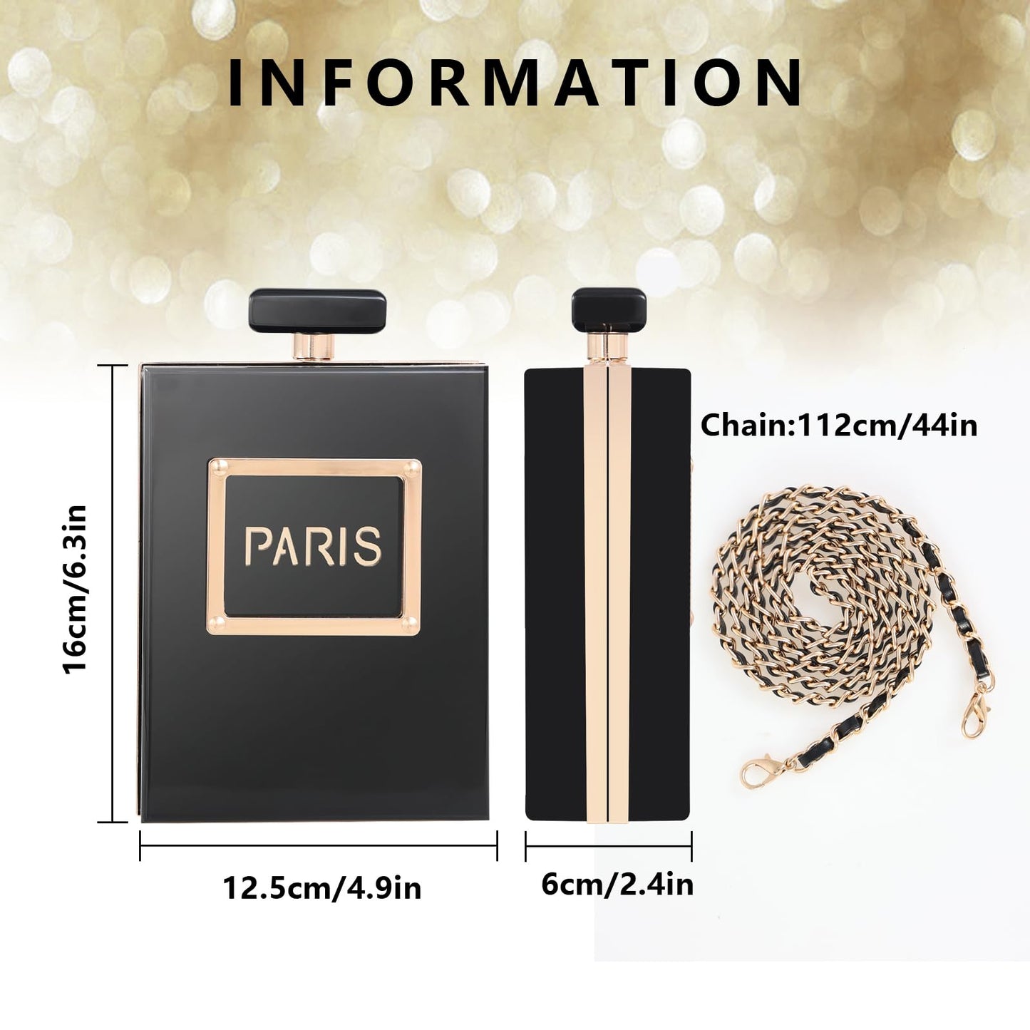 WJCD Clear Purses for Women Paris Perfume Shaped Clear Purse Evening Bags Vintage Banquet Handbag