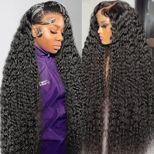 250 Density 30 Inch Deep Wave Lace Front Wigs Human Hair Hd Lace Front Wigs Curly Wig Wet And Wavy Pre Plucked 100% Real Human Hair No Synthetic Blend No Tangle No Shedding Triple Lifespan 3X