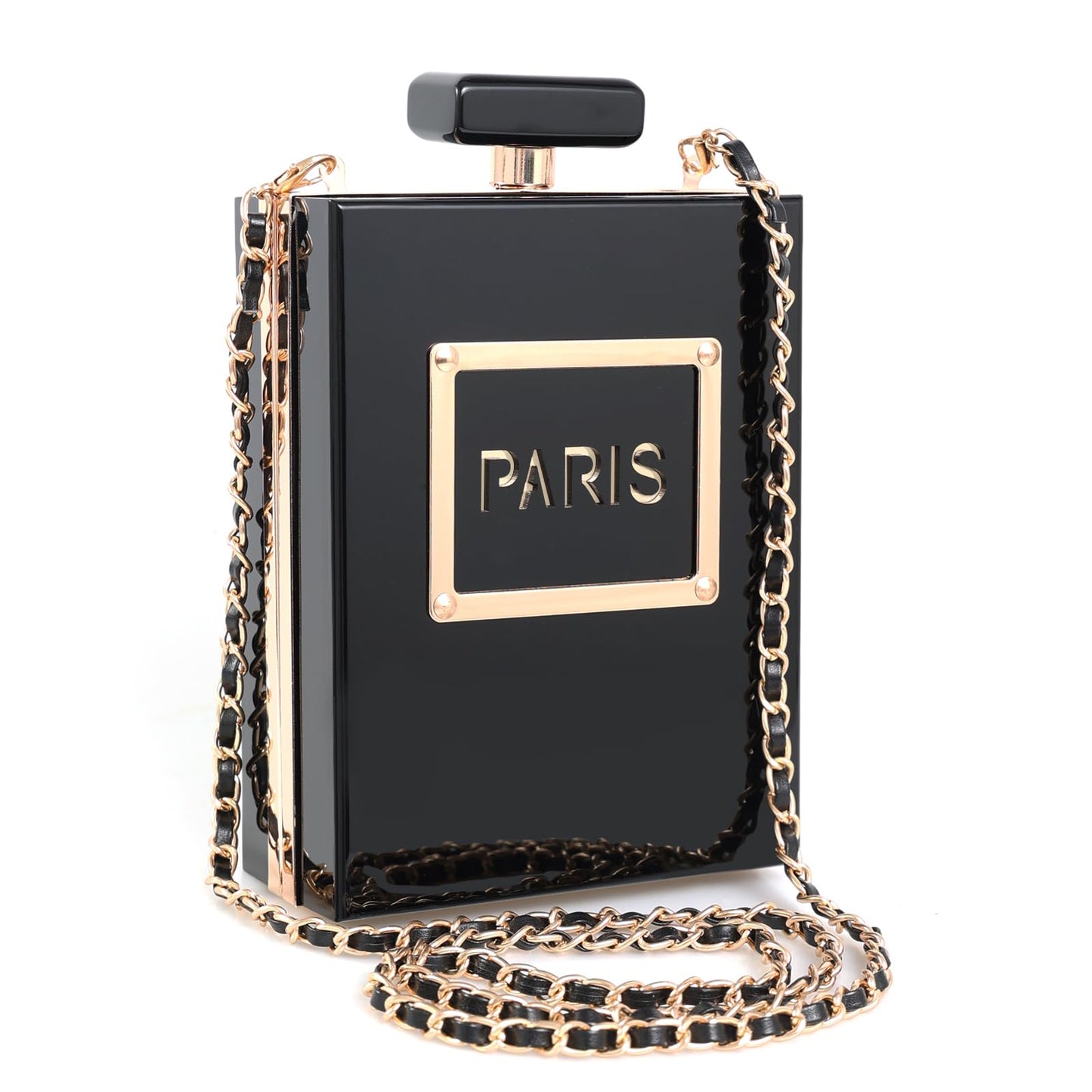 WJCD Clear Purses for Women Paris Perfume Shaped Clear Purse Evening Bags Vintage Banquet Handbag