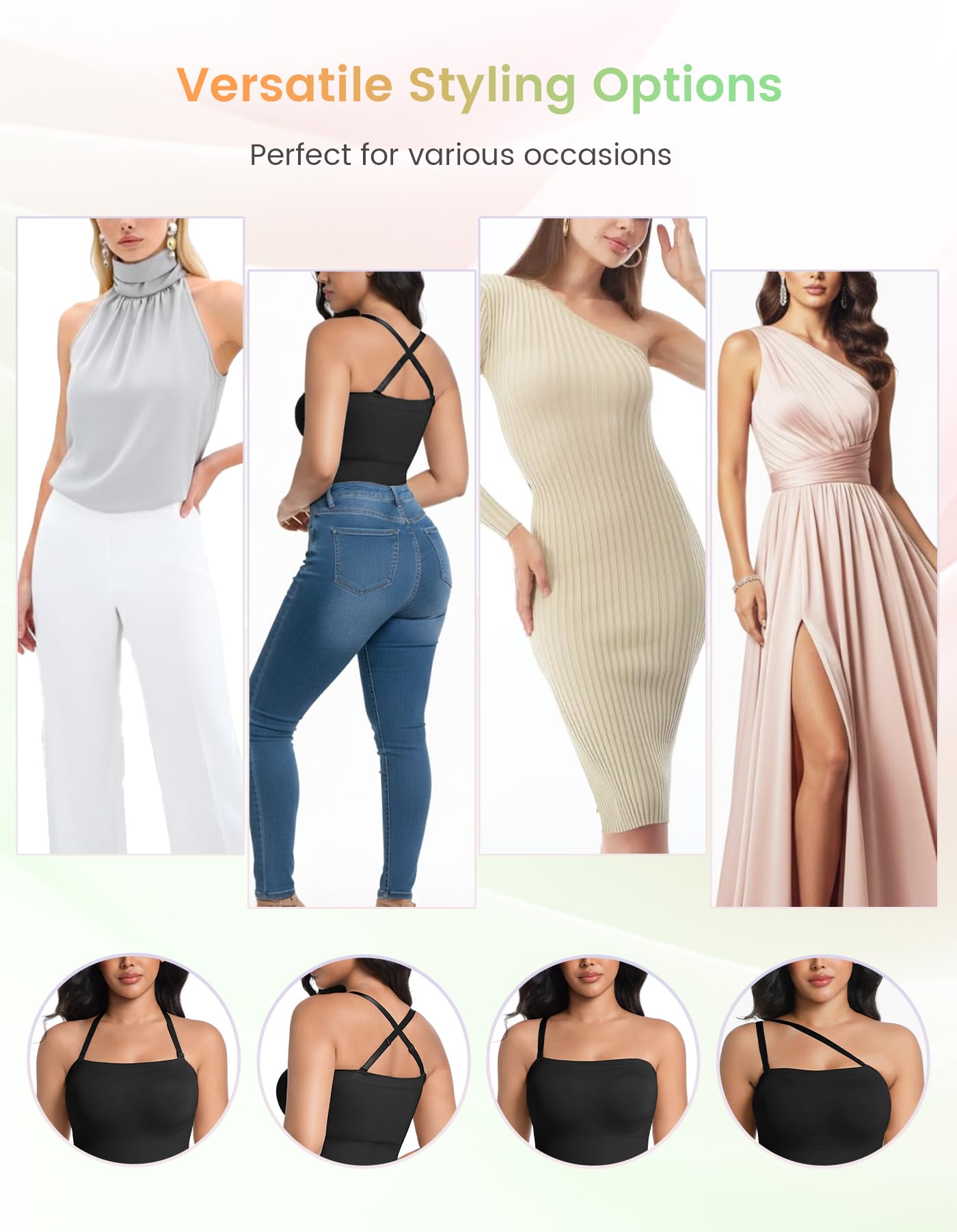 SIMIYA Shapewear Bodysuits Built in Bra, Tummy Control Strapless/strap Top for Women, Full Body Shaper Seamless Waist Trainer