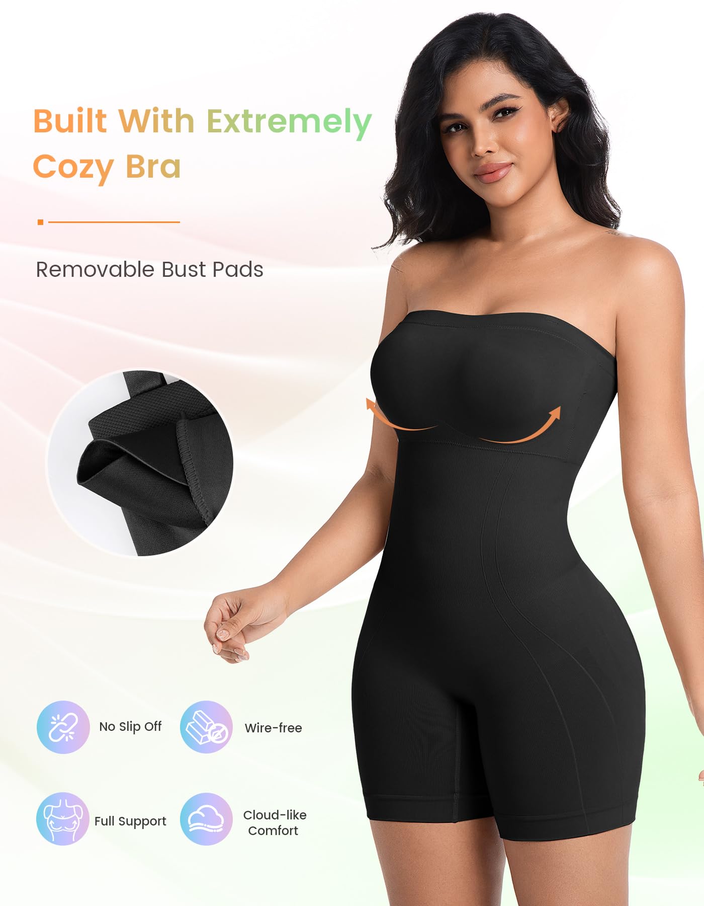 SIMIYA Shapewear Bodysuits Built in Bra, Tummy Control Strapless/strap Top for Women, Full Body Shaper Seamless Waist Trainer