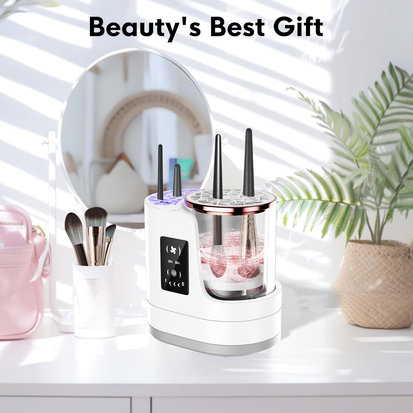 3 IN 1 Electric Makeup Brush Cleaner,Automatic Makeup Brush Cleaner with Makeup Brush Dryer,Portable USB Deep Cleaning for All Size Beauty Makeup Brush Set,Blush Brush (Grey)