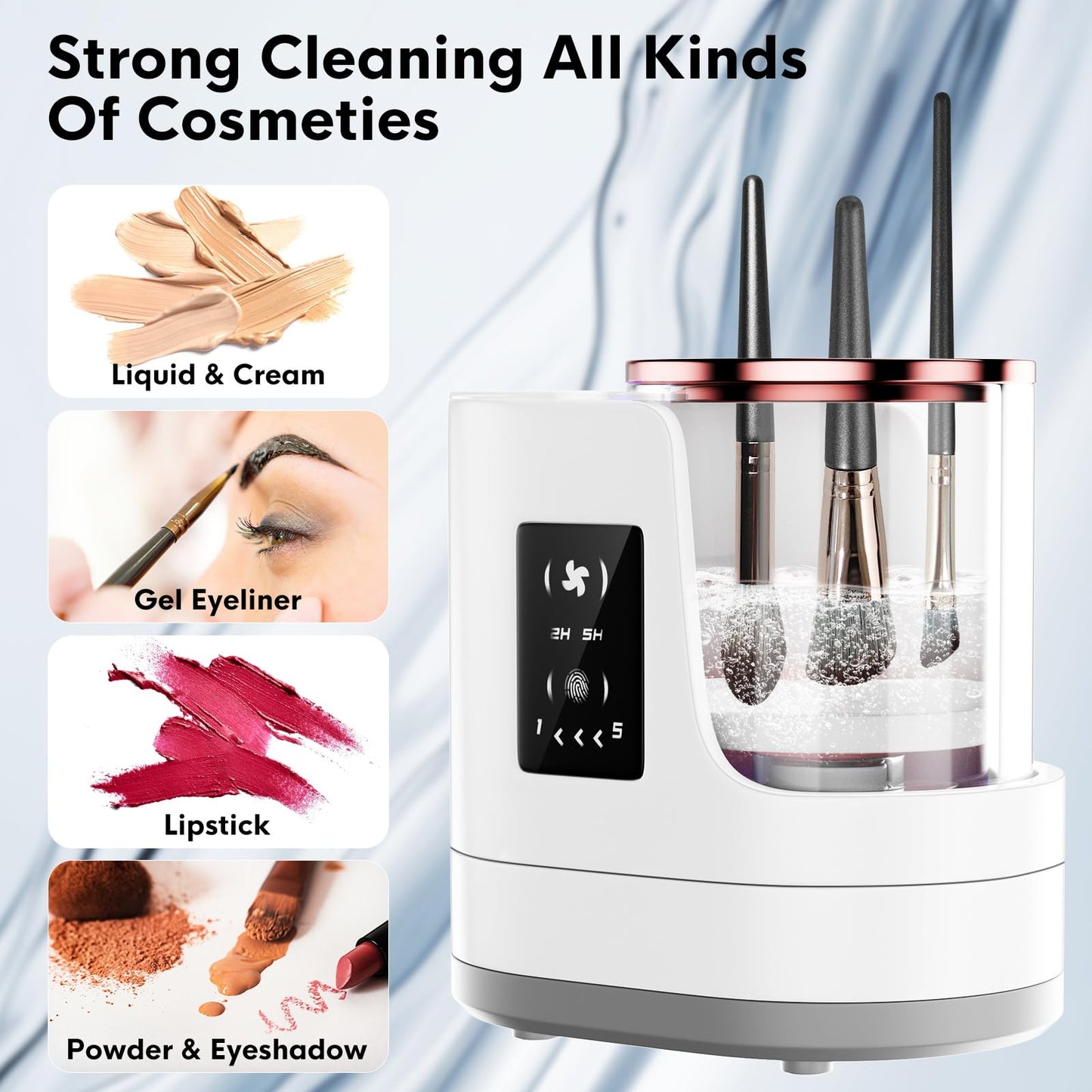 3 IN 1 Electric Makeup Brush Cleaner,Automatic Makeup Brush Cleaner with Makeup Brush Dryer,Portable USB Deep Cleaning for All Size Beauty Makeup Brush Set,Blush Brush (Grey)
