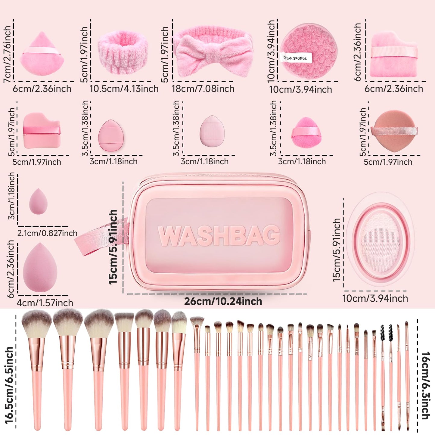 70Pcs Makeup Brushes Set, Pink Professional Makeup Brush Set Multi-functional Makeup Brush Kit, Eye and Face Makeup Brushes & Tools, Premium Synthetic Facial Makeup Accessories