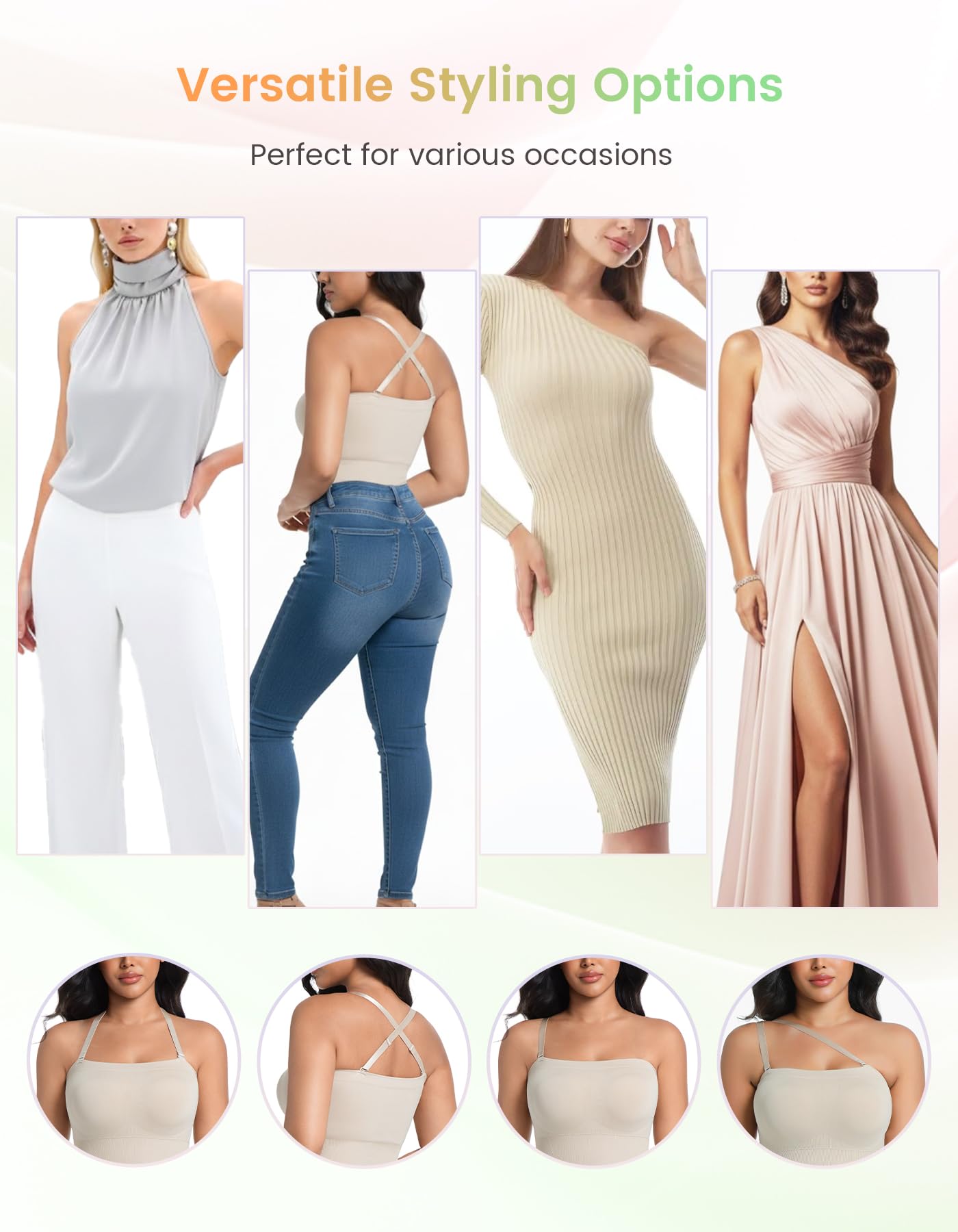 SIMIYA Shapewear Bodysuits Built in Bra, Tummy Control Strapless/strap Top for Women, Full Body Shaper Seamless Waist Trainer