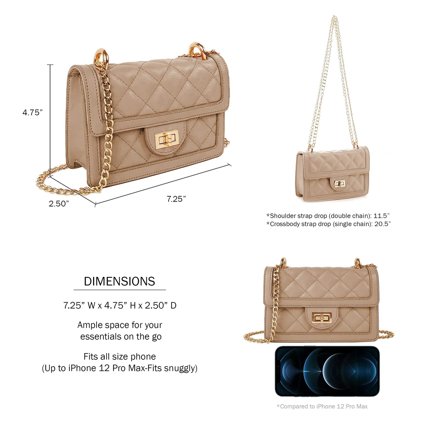SG SUGU Small Quilted Crossbody Bag, Trendy Designer Mini Shoulder Bag, Phone Wallet Purse for Women