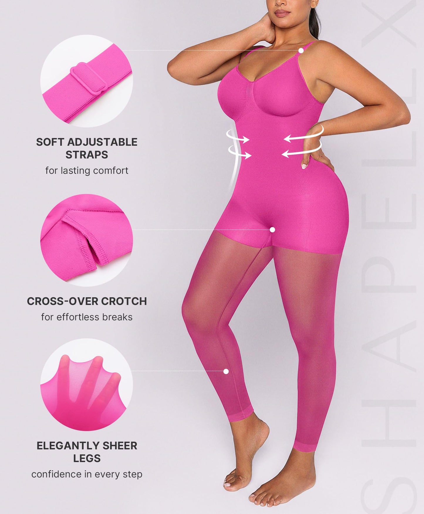 SHAPELLX Full Body Shapewear for Women Tummy Control Sheer Footless Pantyhose Compression Tights Body Shaper Bodysuit
