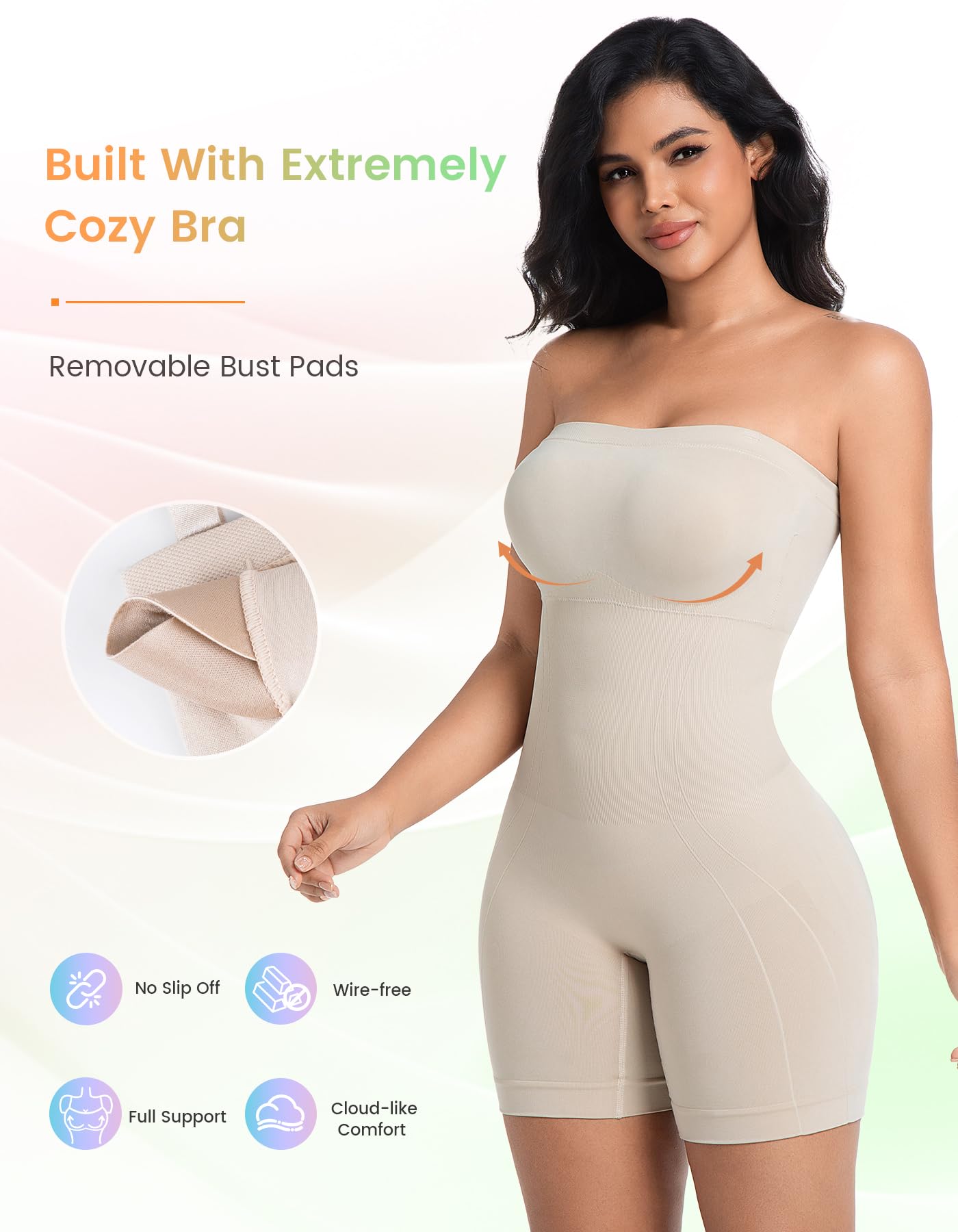 SIMIYA Shapewear Bodysuits Built in Bra, Tummy Control Strapless/strap Top for Women, Full Body Shaper Seamless Waist Trainer