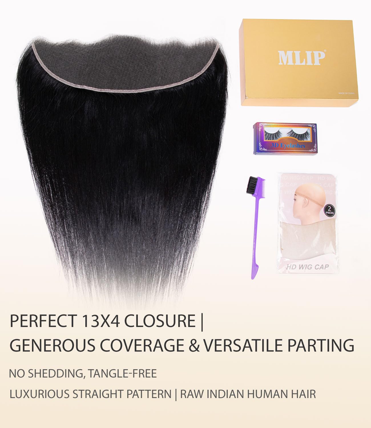 Mlip 2x6 HD Lace Closure Body Wave, 0.10mm Ultra Thin Invisible Swiss Lace, Skinlike Real HD Lace Melt into Skin Perfectly, Pre-plucked Natural Hairline, Raw Indian Human Hair 18 Inches Natural Color