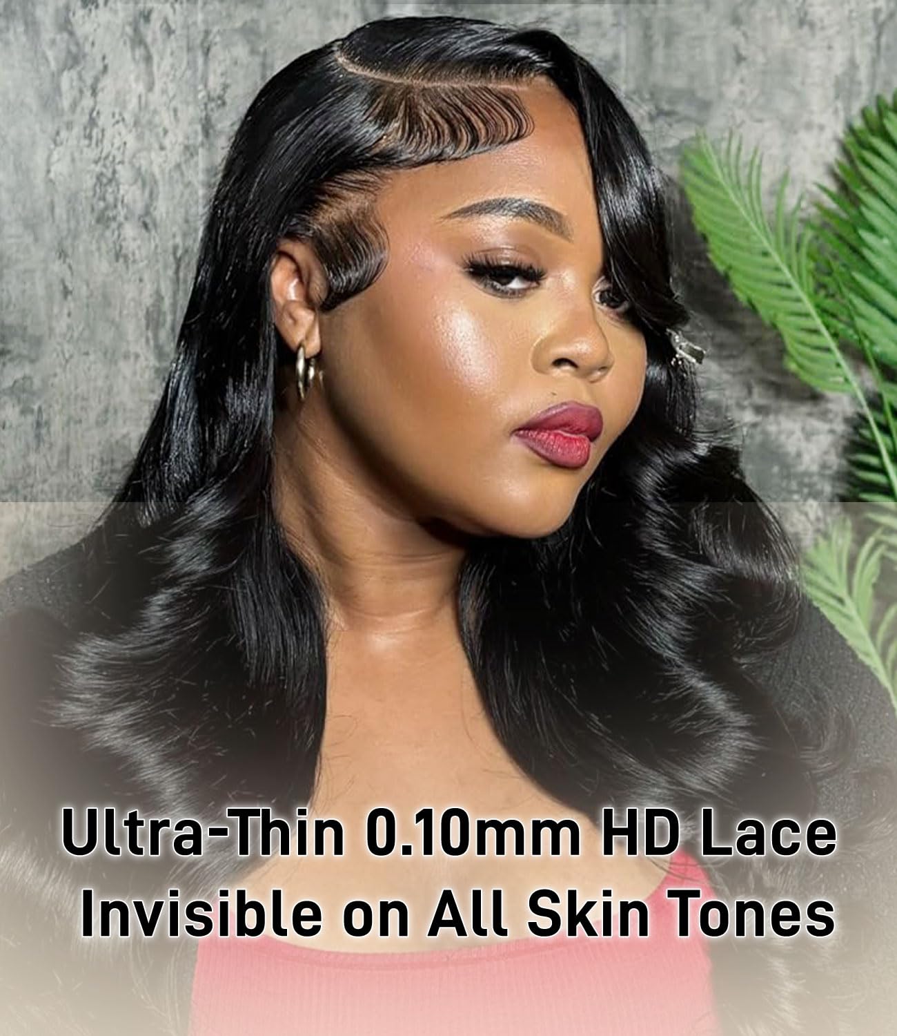 Mlip 2x6 HD Lace Closure Body Wave, 0.10mm Ultra Thin Invisible Swiss Lace, Skinlike Real HD Lace Melt into Skin Perfectly, Pre-plucked Natural Hairline, Raw Indian Human Hair 18 Inches Natural Color