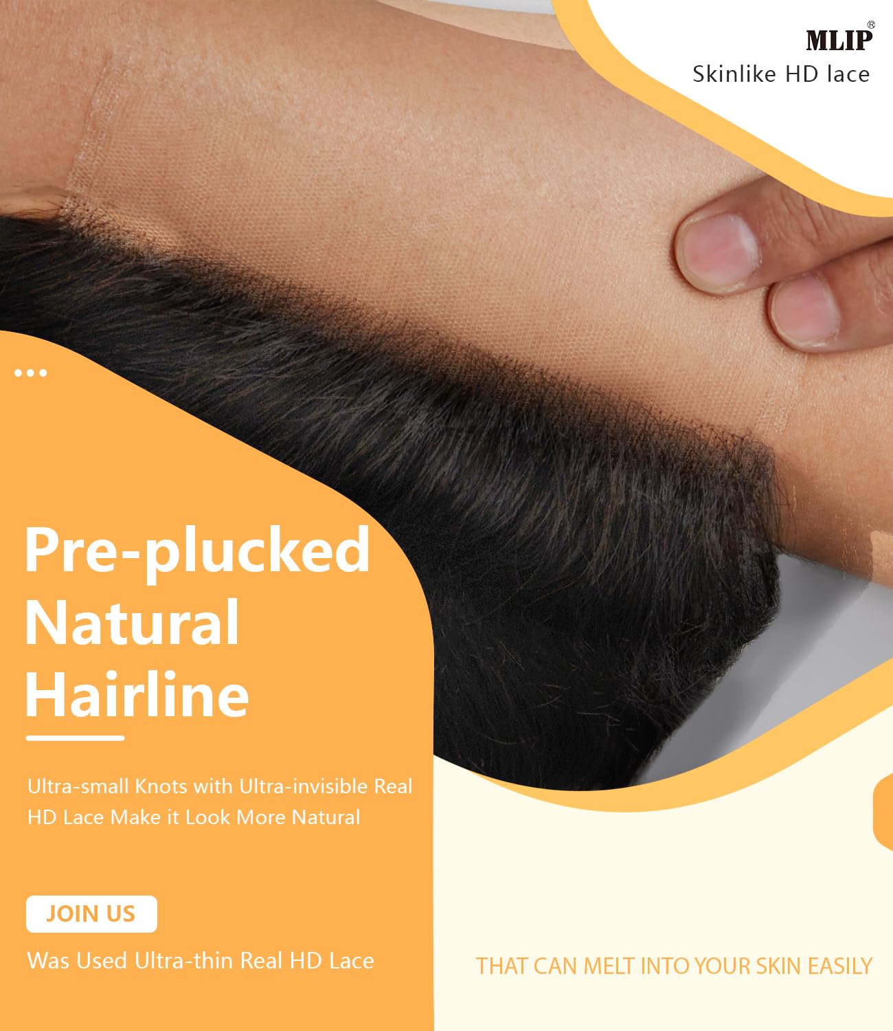 Mlip 2x6 HD Lace Closure Body Wave, 0.10mm Ultra Thin Invisible Swiss Lace, Skinlike Real HD Lace Melt into Skin Perfectly, Pre-plucked Natural Hairline, Raw Indian Human Hair 18 Inches Natural Color