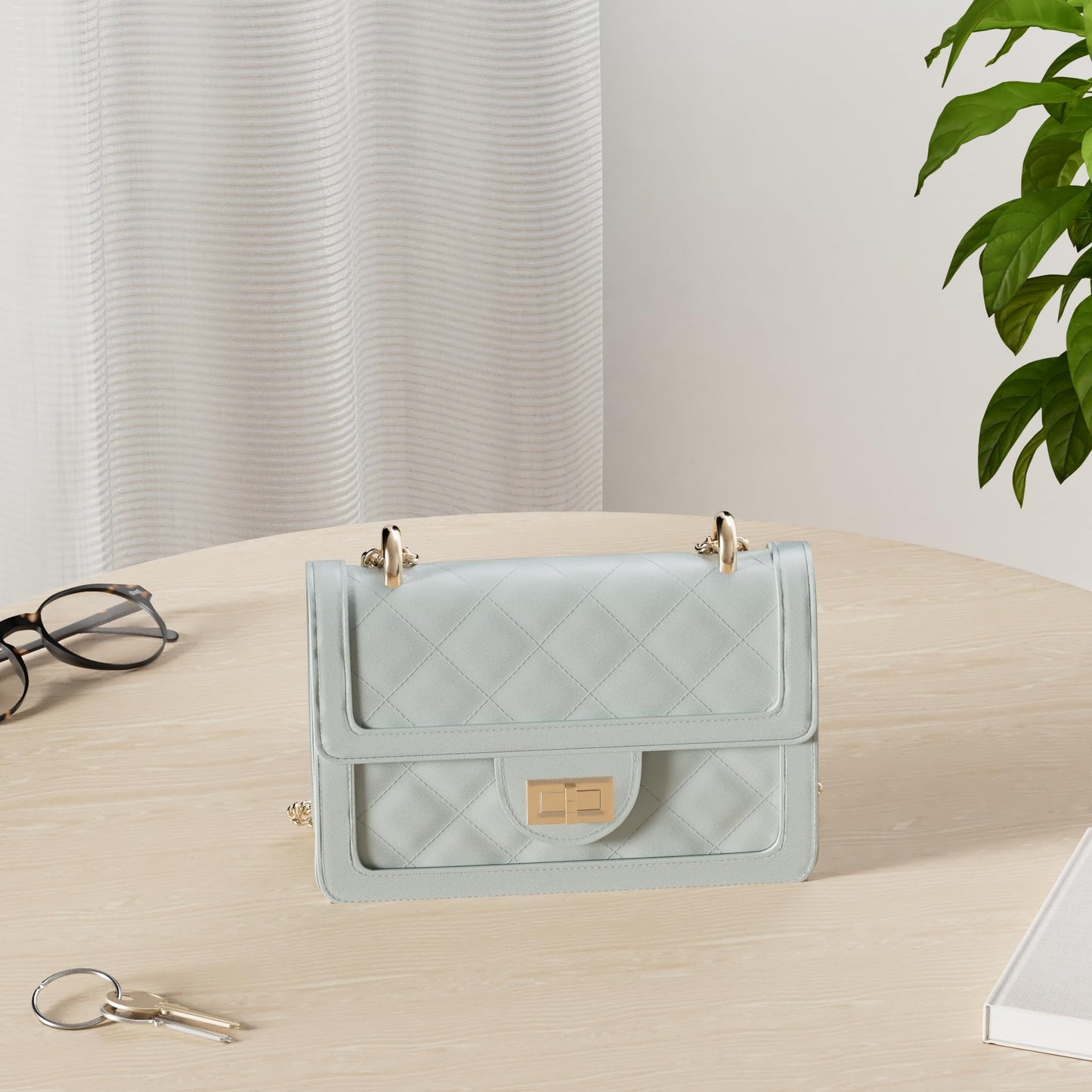 SG SUGU Small Quilted Crossbody Bag, Trendy Designer Mini Shoulder Bag, Phone Wallet Purse for Women