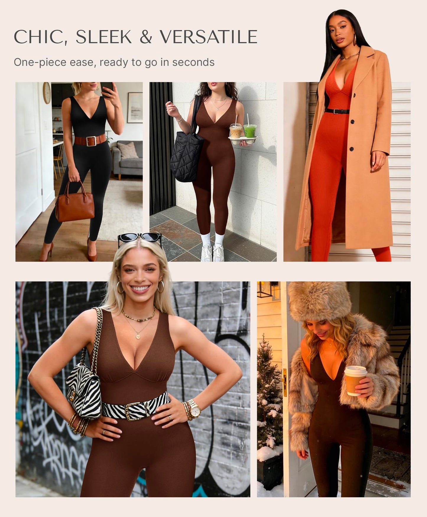 SHAPELLX Tummy Control Workout Jumpsuits for Women One Piece Comfy Yoga Outfits V Neck Sleeveless Bodycon Pants Romper