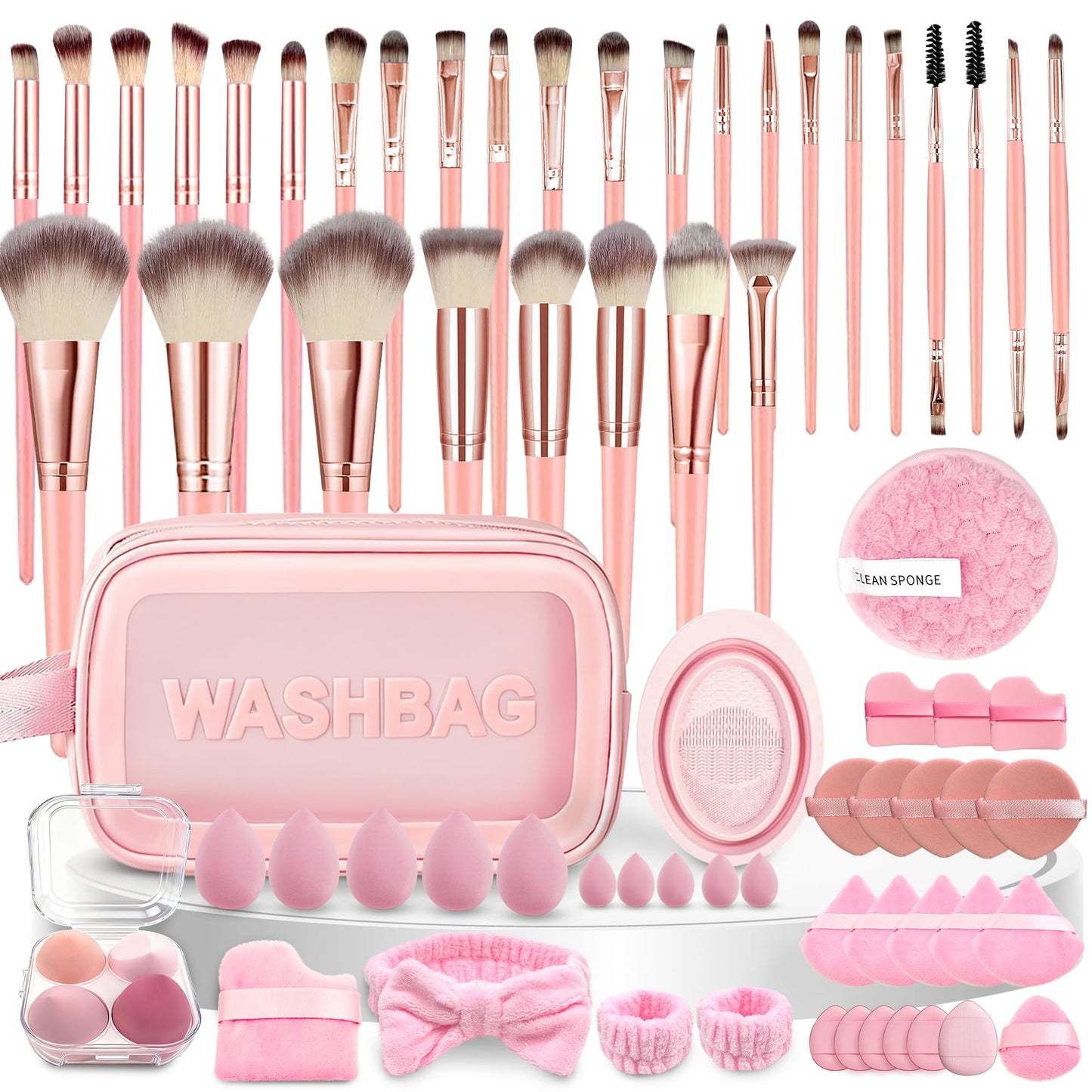 70Pcs Makeup Brushes Set, Pink Professional Makeup Brush Set Multi-functional Makeup Brush Kit, Eye and Face Makeup Brushes & Tools, Premium Synthetic Facial Makeup Accessories